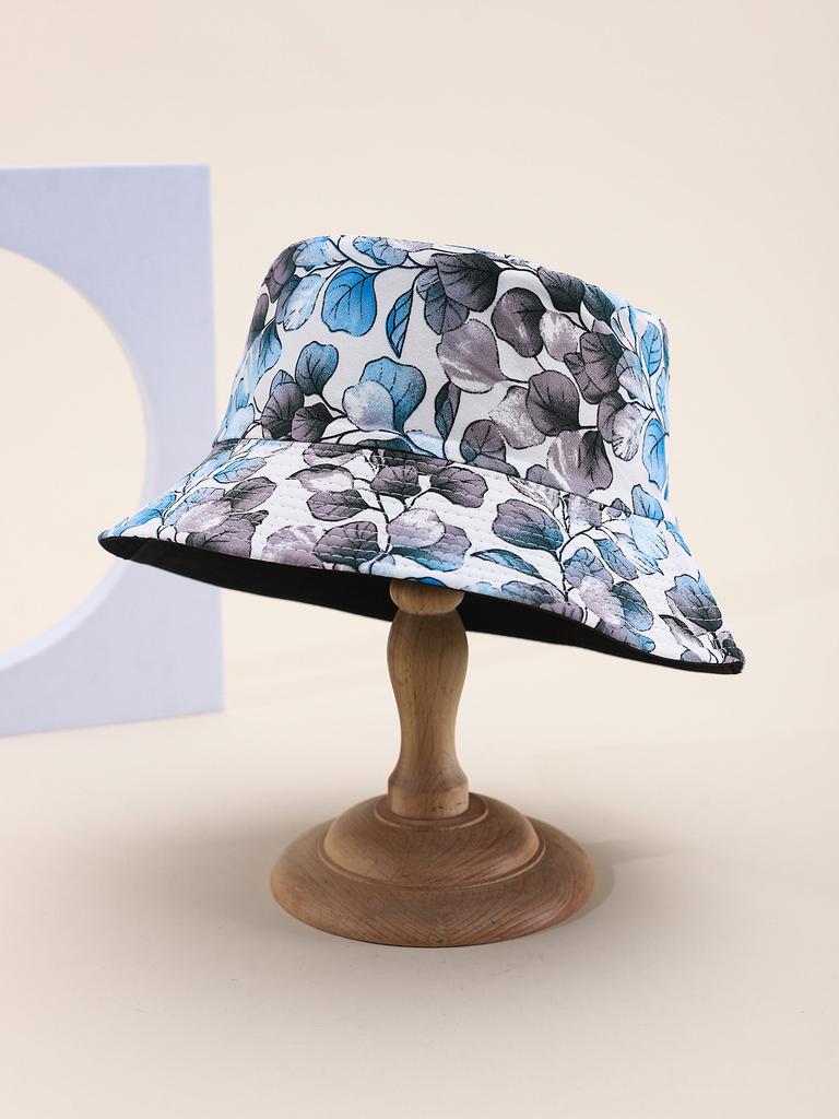 Women's Bucket Hat Sunshade Flower Pattern Wide Brim Bucket Cap for Outdoor Casual Sunhat New Vintage Design