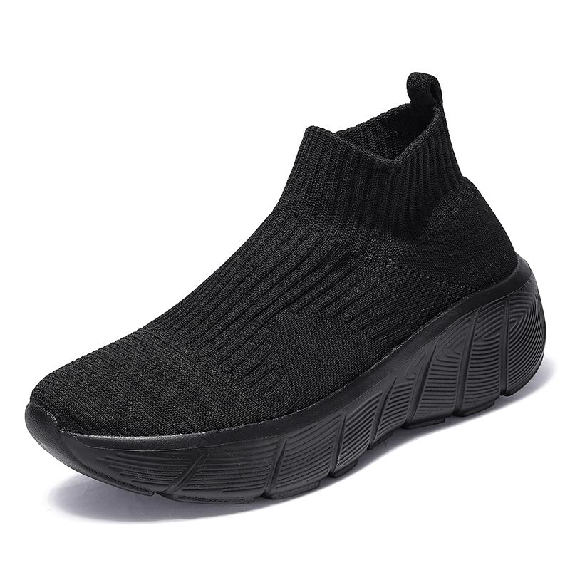 Fashion Fashion Platform Sports Shoes Men Orange High Top Knit Casual Sneakers Women Lightweight Breathable Slip-on Men's Running Shoes