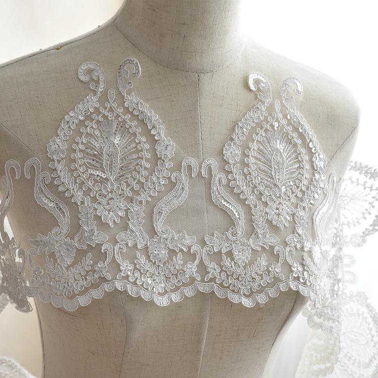Sequins Embroidered Lace Accessories Wedding Veil Handmade Diy Material Accessories Table Flag Curtain Lace Fabric