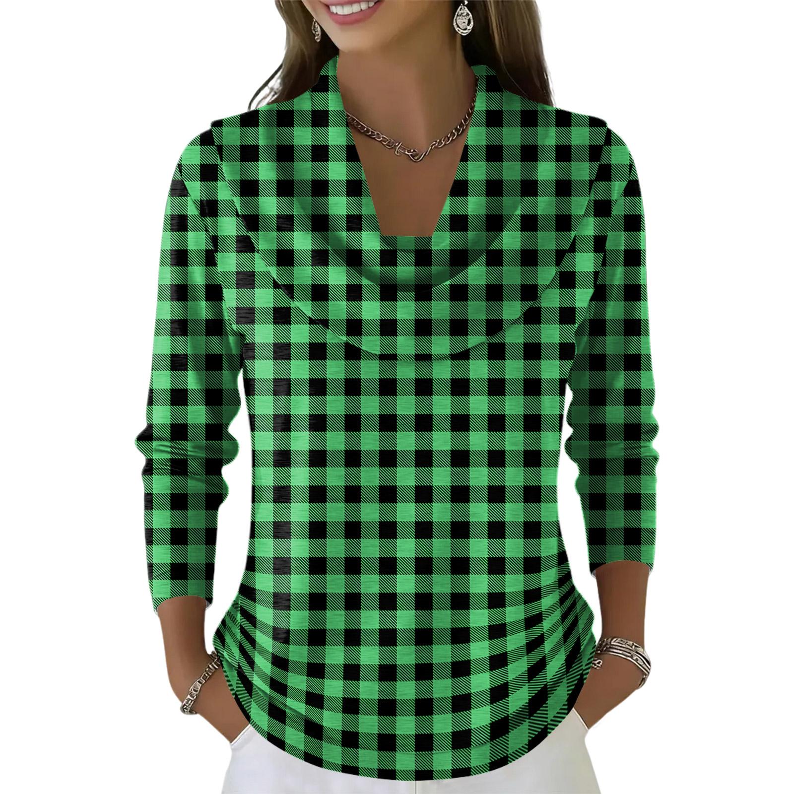 

Жіночий повсякденний та модний светр з круглим вирізом та довгими рукавами з принтом XL зелений