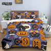 Skull Bedding Set Halloween Bats Duvet Cover King Size Microfiber Pumpkin Skeleton Print Comforter Cover With Pillowcases Decor