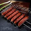 Stainless steel BBQ grill mesh, hot dog sausage grill clip, detachable folding ham sausage grill, outdoor barbecue rack