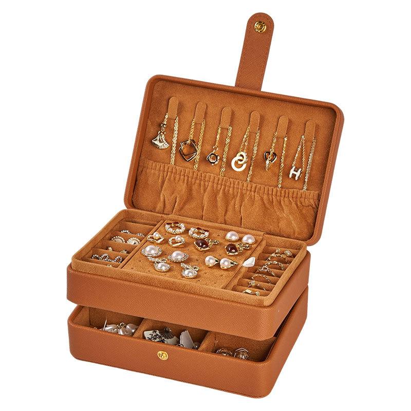 High-end retro large-capacity jewelry box, necklace, ring, stud earrings, jewelry storage box, multi-layer storage box.