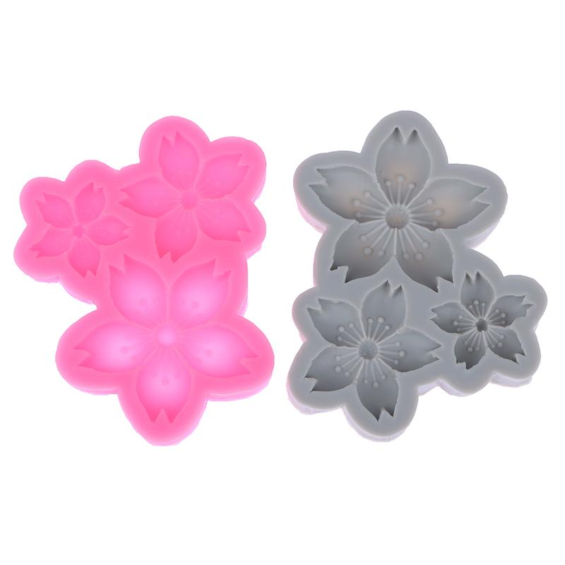1Pc 3 Cavity Sakura Flower Shape Silicone Mold Sun Flower Fondant Chocolate Birthday Cake Decoration Baking Home Mold