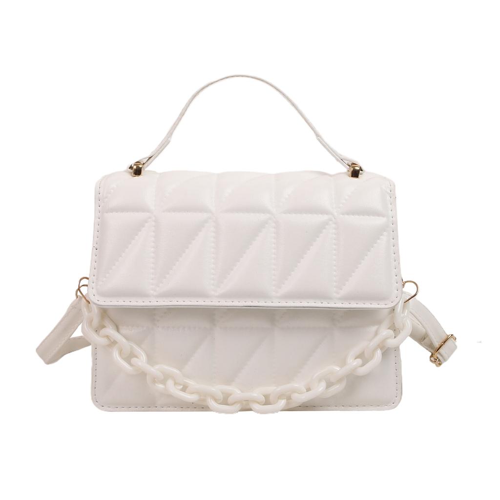 Solid color texture small bag women's autumn 2025 new trendy fashion portable small square bag simple diamond shoulder messenger bag