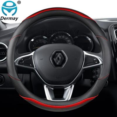 For Renault Logan 1 2 3 for Dacia Logan Car Steering Wheel Cover Microfiber Leather + Carbon Fiber Fashion Auto Accessories