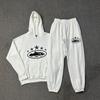 Corteiz Classic Series Ship Print Logo Thin Plush Loop Hooded Sweater, Trendy Men's and Women's Casual Sweatpants