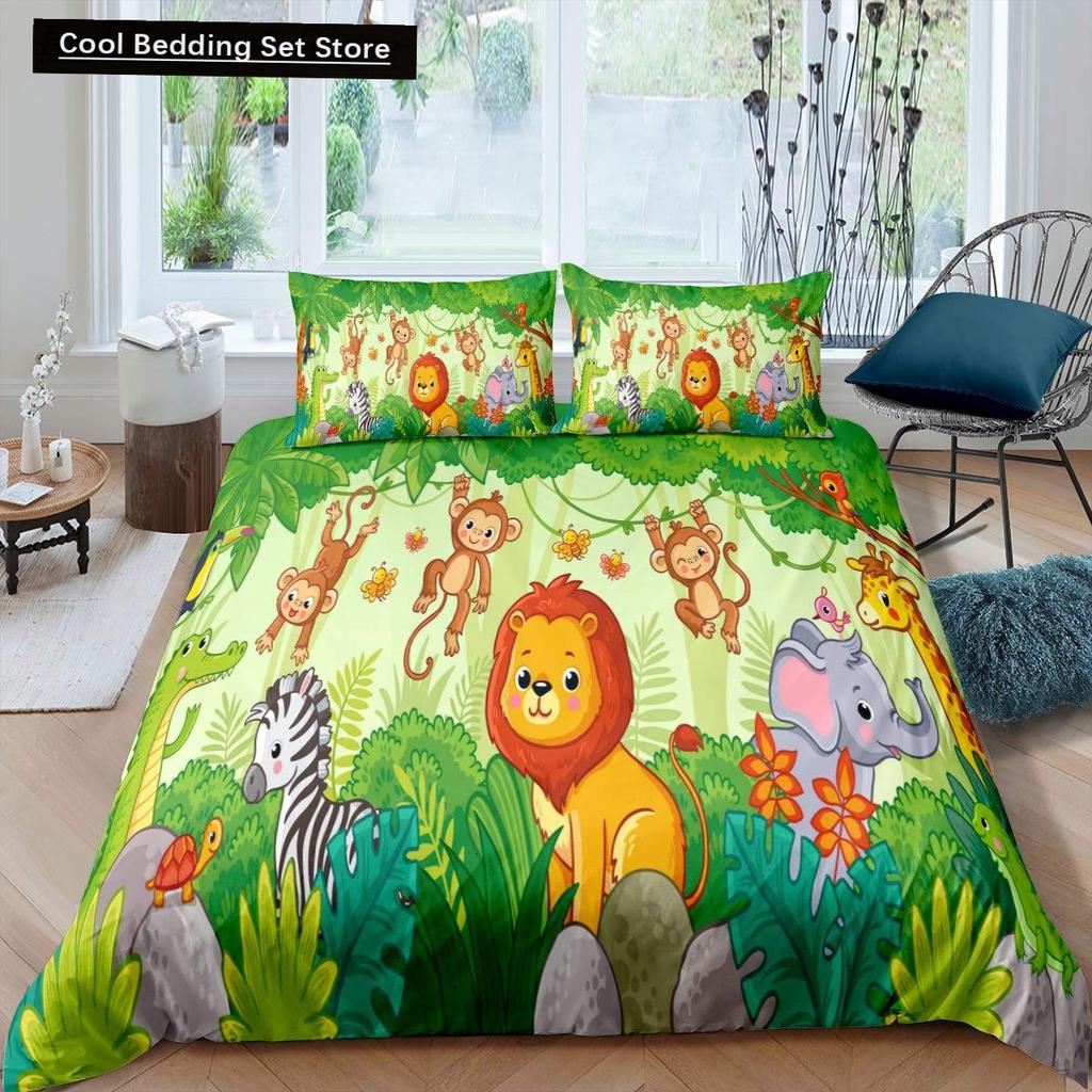 Rei Leão Rainha Capa de Edredom Conjunto de Cama Animal Relâmpago Leão Dourado 2/3 Peças Capa de Edredom Cinza Preto Dourado Poliéster Capa de Edredom