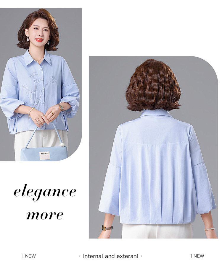 Spring Chinese-Style Casual Top for Middle-Aged Women: Comfortable, Loose, Fashionable, Versatile Shirt