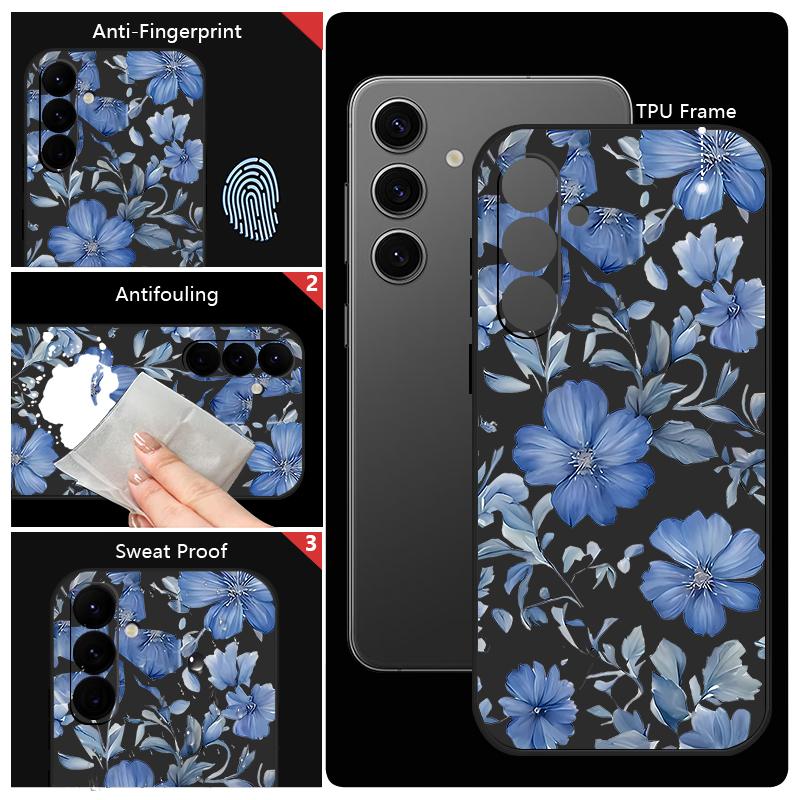 Schutzhülle mit Blumenmuster und Lanyard für Samsung Galaxy S23 S24 Ultra A55 A54 5G A56 S25 A53 A52 A14 A34 A15 A35 S20 FE S21 S22 Ultra Shockproof Capa