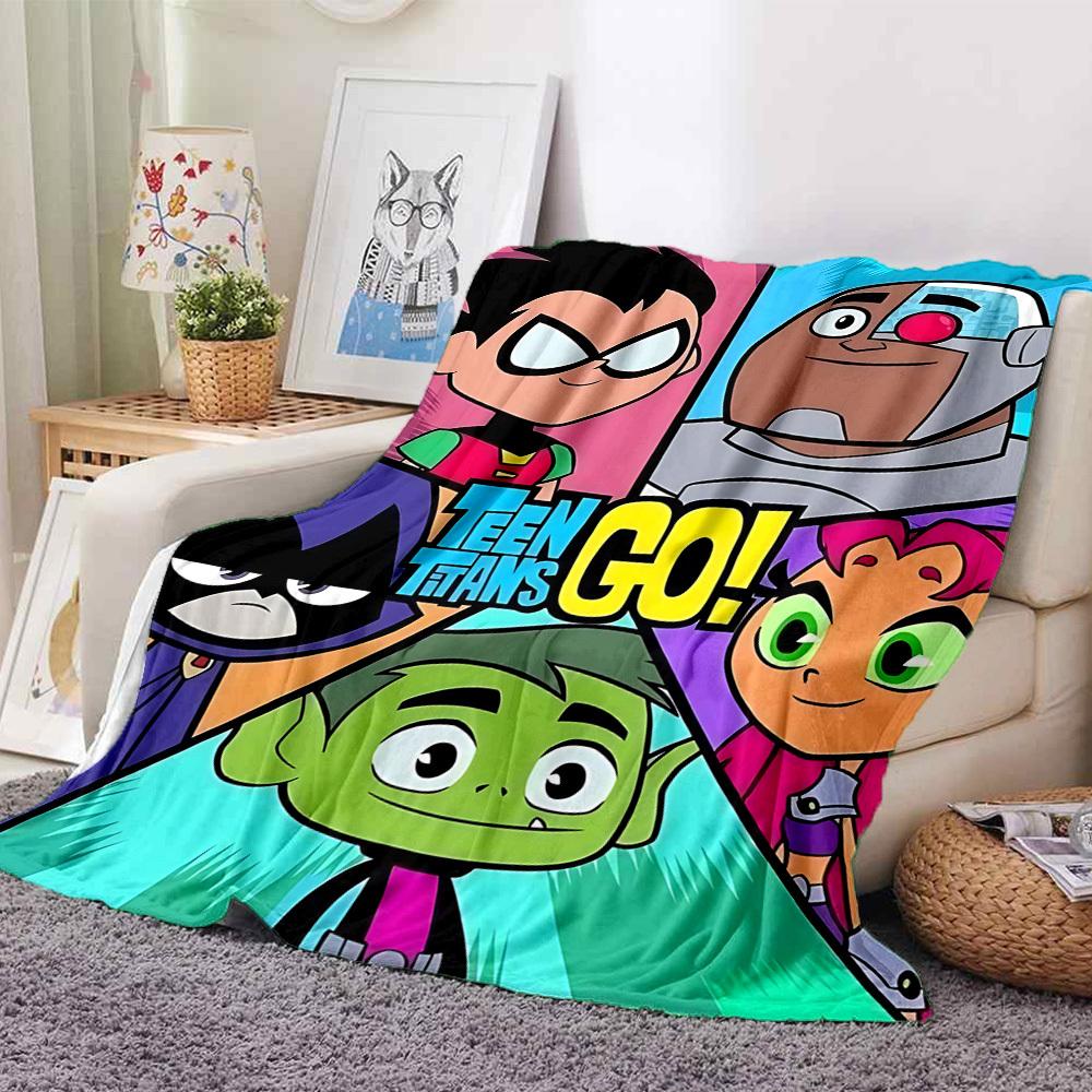 1pc Teen Titans Go! Flannel Throw Blanket - Lightweight Soft Warm All-Season Blanket for Sofa, Bed, Travel, Camping  L1029197