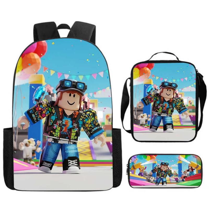 ROBLOX Themed Kids Backpack School Lightweight Durable Oxford Fabric Bag With Padded Straps Cartoon Print Grades 1-9