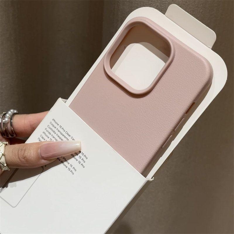 Simple Solid Color Lychee Leather Pattern Suitable for Apple 16pro Mobile Phone Case IPhone15 14 Anti Fall Soft Shell Protective Case