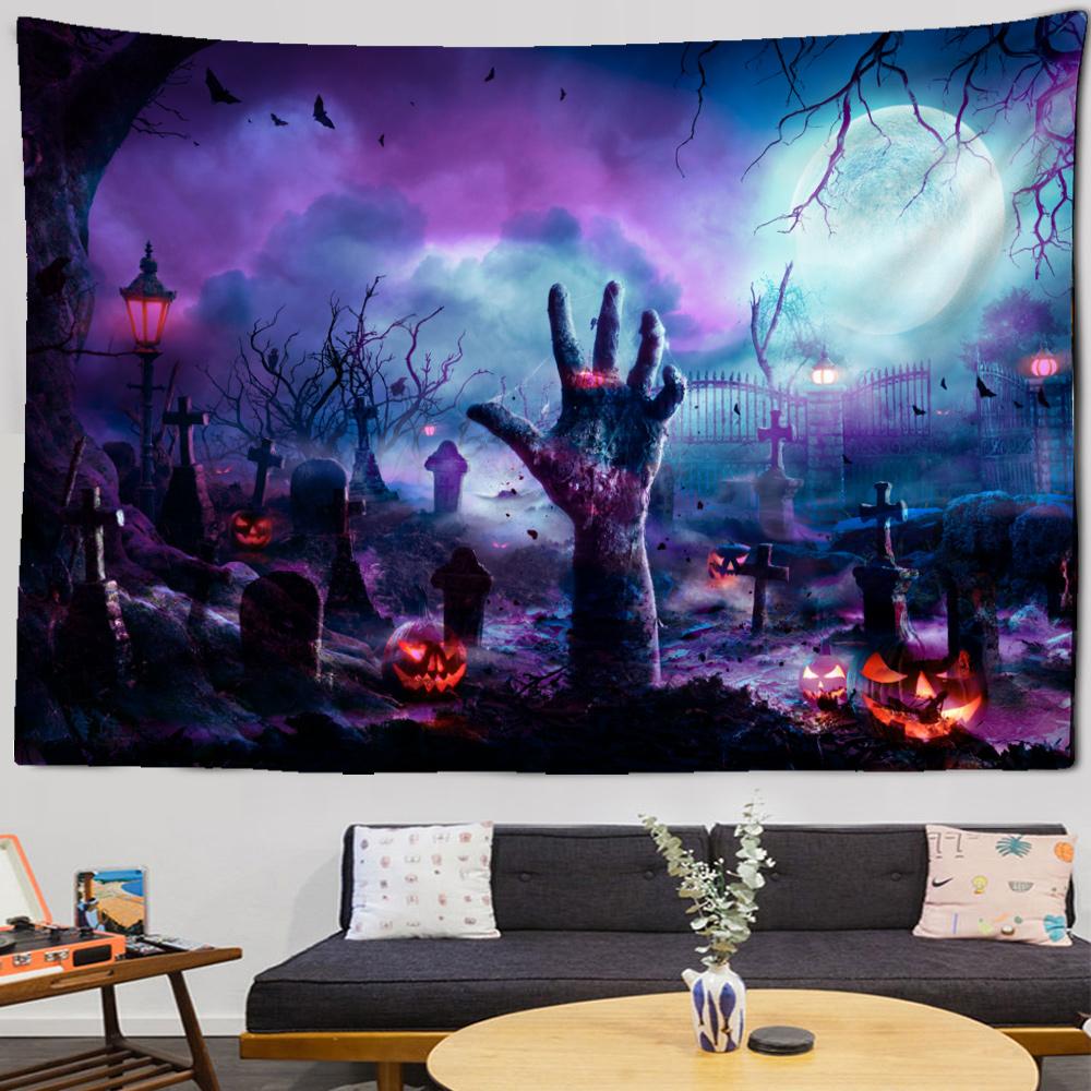 Home Decor Halloween Tapestry Wall Hanging Pumpkin Lantern Festive Atmosphere Hippie Witchcraft Decoration 230x180cm tapiz