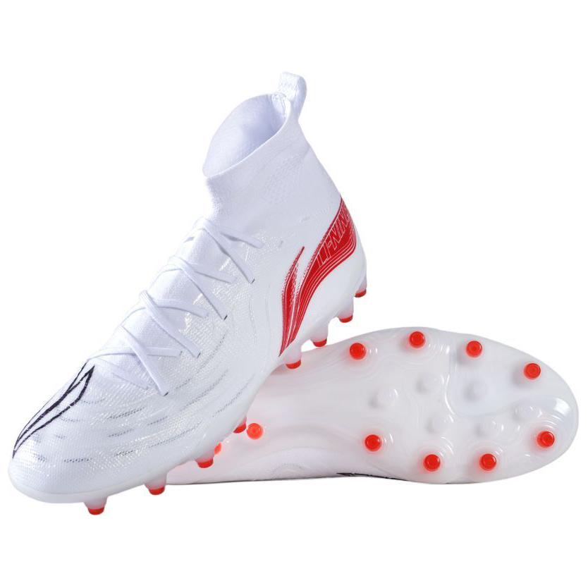 Li Ning Shadow 3 Fashion Comfortable Artificial Turf Durable Breathable Football Shoes Men Football Shoes White Red YSFU035-7