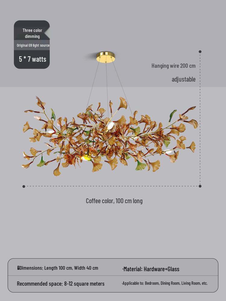 Modern Ginkgo Leaf Pendant Light for Living Room, Staircase, and Dining Area