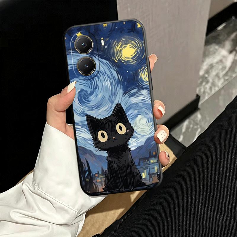 Black Cat Cartoon Cute Soft Phone Case for Xiaomi Poco X5 X6 X7 X8 Pro Max X3 F7 F8 Ultra M8 M7 M6 M5 Redmi 15 15C 14C 13C 12C X