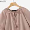 ZANZEA Women Casual V-Neck Loose Short Sleeve Blouse