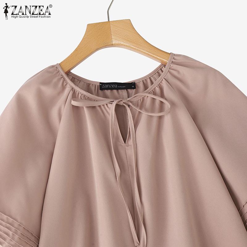 ZANZEA Women Casual V-Neck Loose Short Sleeve Blouse