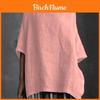 T-shirt estiva in cotone e lino con scollo rotondo e vestibilità ampia per donna
