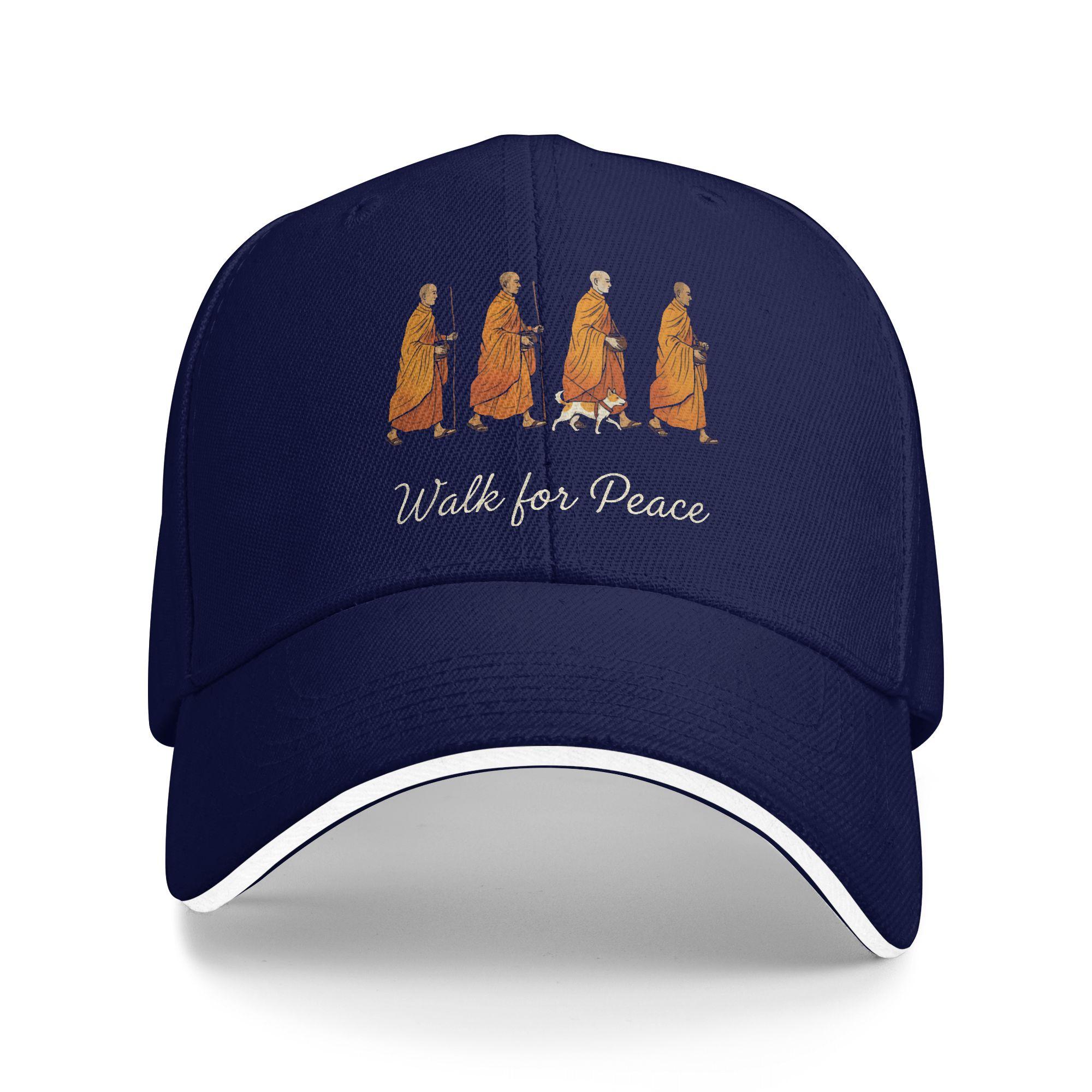 

Buddhist Monks Vintage Retro Walk for Peace Sun Baseball Cap Summer Classic Trucker Hat For Unisex Men Tennis Skate Snapback Cap One Size темно-синього кольору
