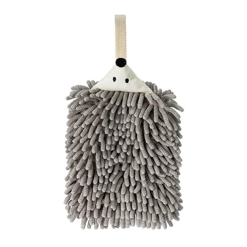 Cartoon Hedgehog Hand Towel With Hanging Loop For Kids Bathroom Use