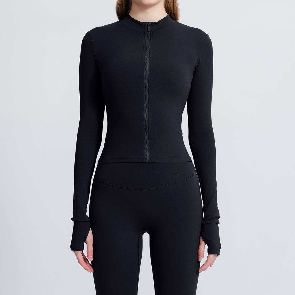 Women's Quick-Dry Yoga Jacket - Breathable, Tight Fit, Long Sleeve Fitness Top