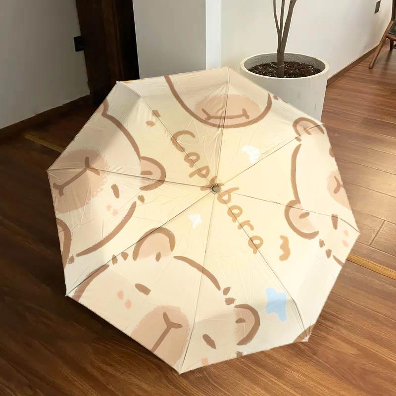 1pc Capybara Pattern Illustration Umbrella with Plastic Handle,Suitable for All Seasons Home Travel Outdoor UmbrellaDD188