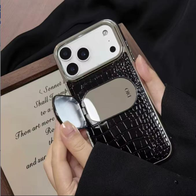 Luxus Krokodil-Textur Leder Spiegel Handyhülle für iPhone 17 Pro Max 16 15 14 13 Pro Leder Stoßfeste Hülle