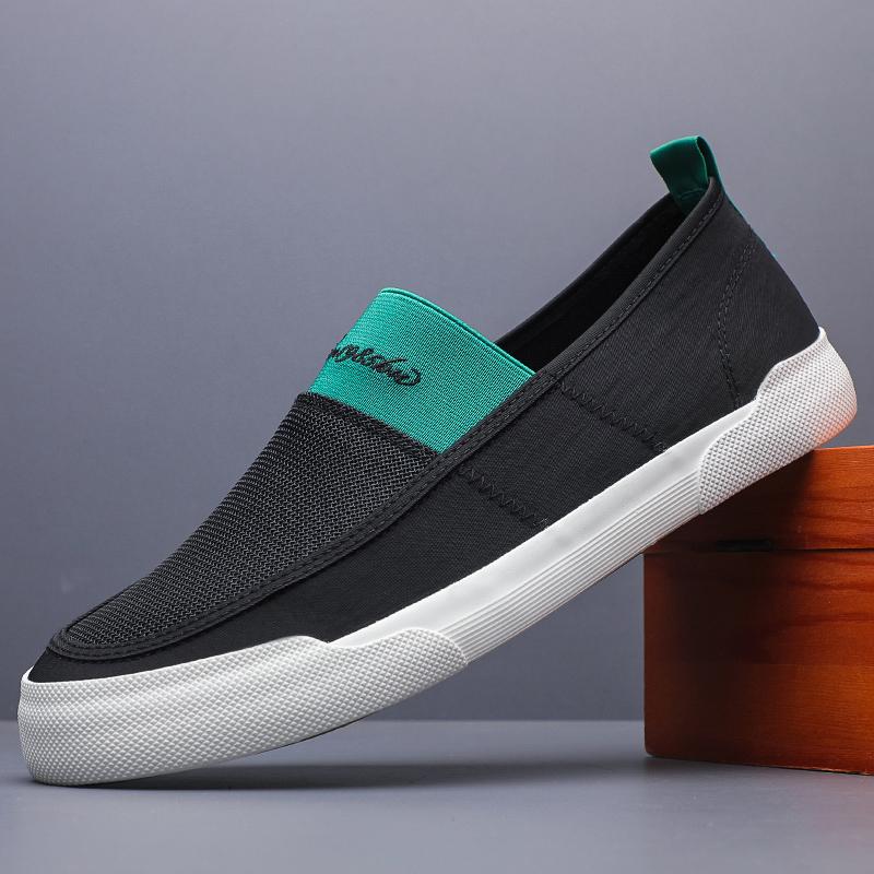 

Fashion Men s Canvas Spring Summer Shoes Korean Fashion Lace up Men s Shoes Low top Board Lazy Breathable Versatile Casual Shoes SS25639 44 чёрный