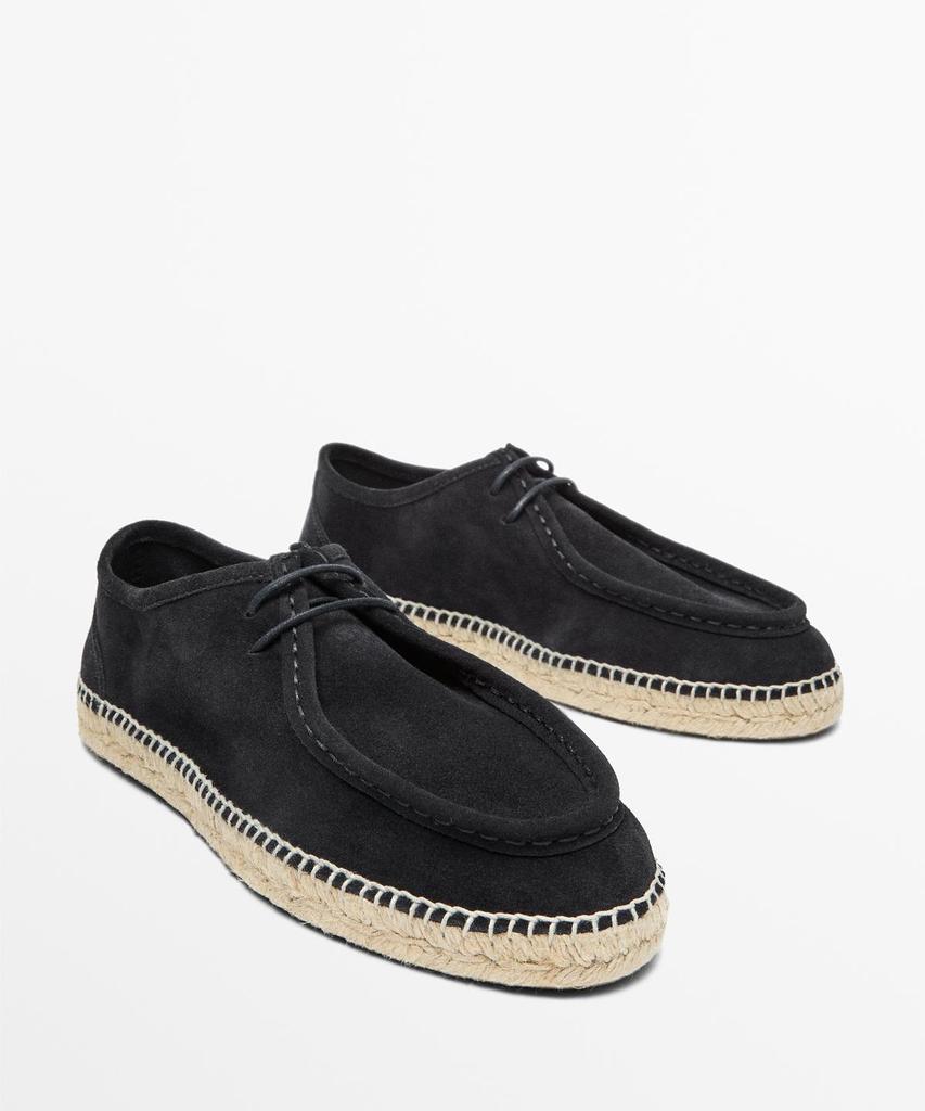 Massimo Dutti Split Suede Stitch Detail Jute Shoes