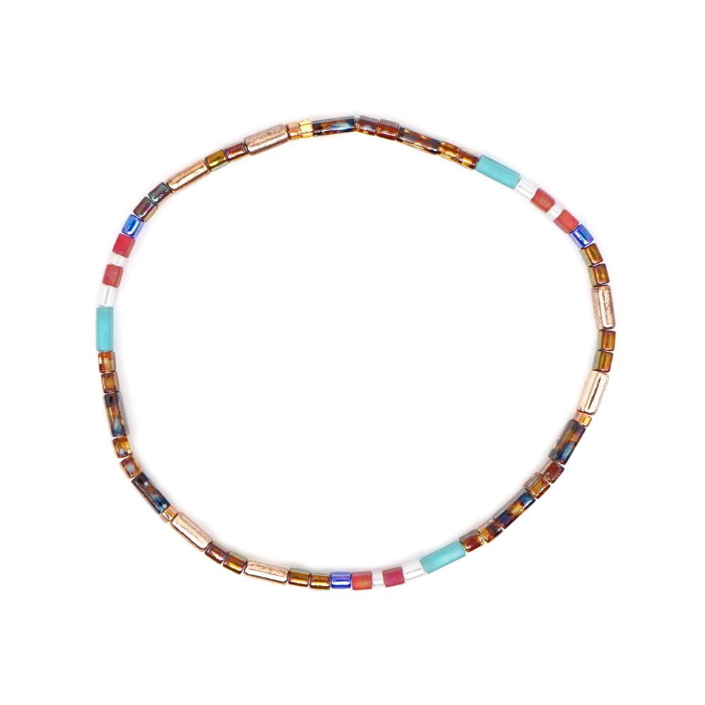 Ximang Bohemian Ximang Tila Beads Bracelet Minimalist Fashion Jewelry Amber Gold Multicolor Stretch Bracelets for Women Girls