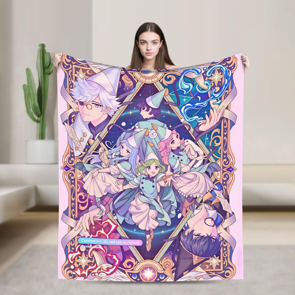Witch Hat Atelier Warm Blanket Picnic Plush Throw Blanket Funny Bedroom Flannel Bedspread Sofa Bed Cover