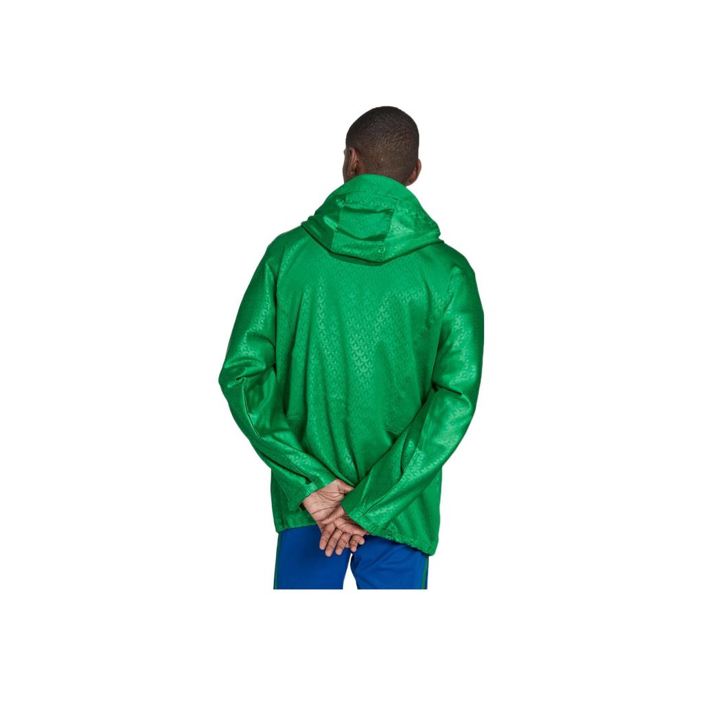 Adidas Originals Trefoil Windbreaker With Logo Print And Drawstring Hood Men Jackets Green IB3440