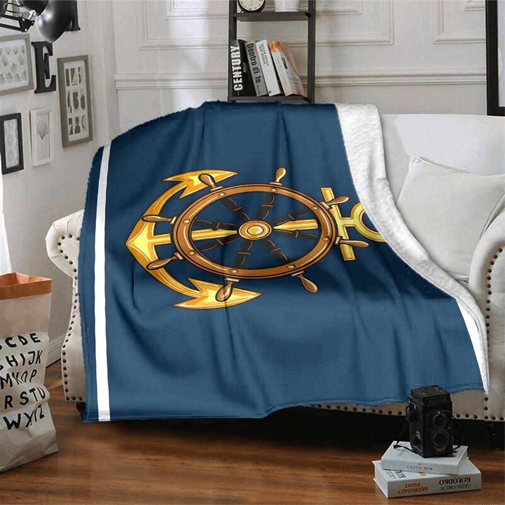 1Pc Nautical Emblem Blanket Soft And Comfortable Casual Warm Camping Travel Christmas Halloween Xmas Gift M928578