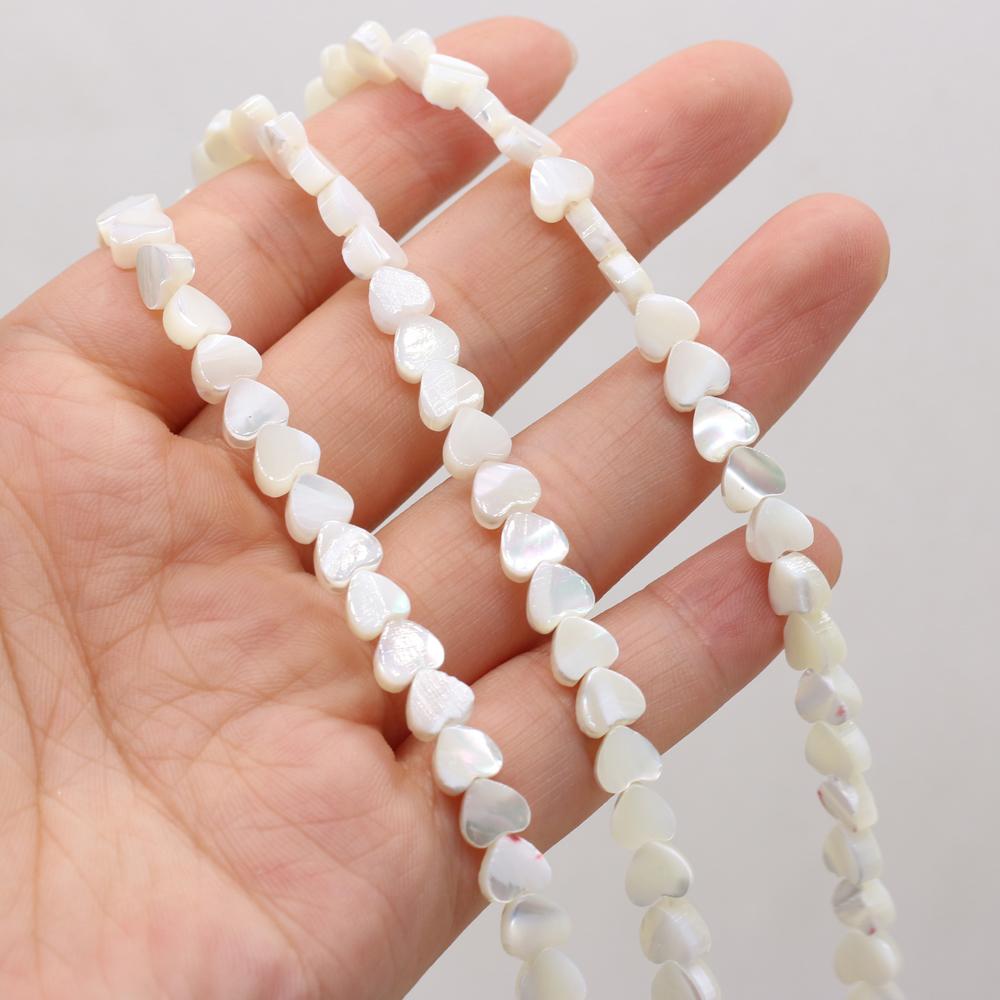 1 Strand Heart Natural Seawater Shell Beads 6mm 8mm 10mm 12mm Beading Loose Spacer Beads for Jewelry Making DIY Necklace Bracelet Accessories 38cm