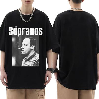 Rodzina Soprano Klasyczny Serial Bawełniana Koszulka Lata 2000 Graficzny Nadruk Koszulka Letnia Mężczyźni Kobiety Retro Telewizja Merch Krótki Rękaw