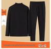Men's Korean Fleece Set: Long Sleeve, Long Pants, High Neck, Double-Sided, Warm Base Layer for Autumn and Winter