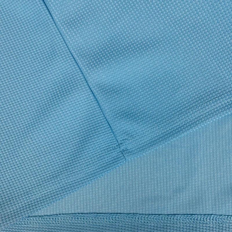 Men Waffle Knit Long Sleeve Polo Shirt Casual Button Up Solid Color Slim Fit Top