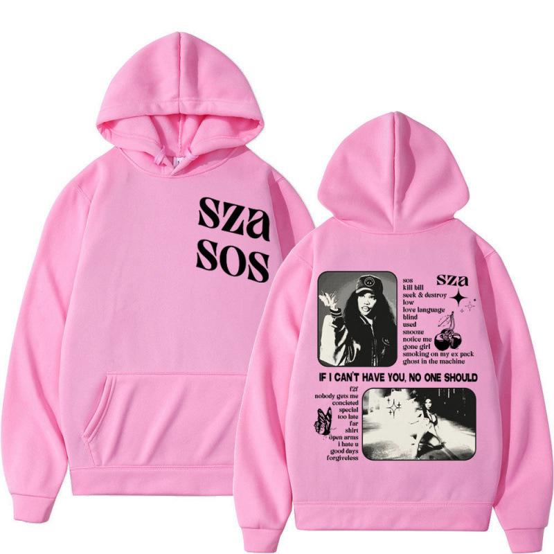 Autumn Winter Men Hooded Singer Sza Sos Print Ho