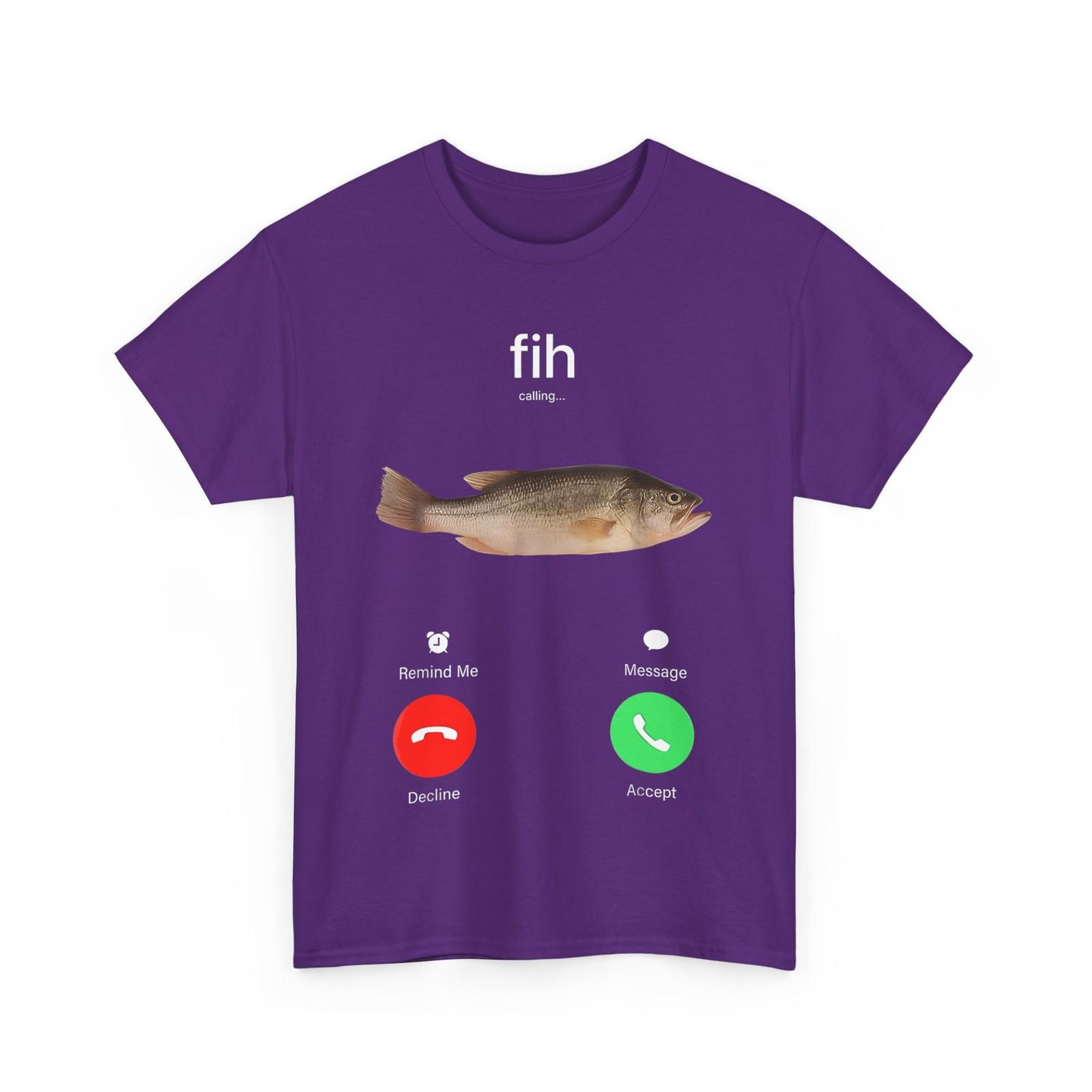 Fish T-Shirt, Fih Calling Remind me Message Decline Accept Phone Call Shirt M