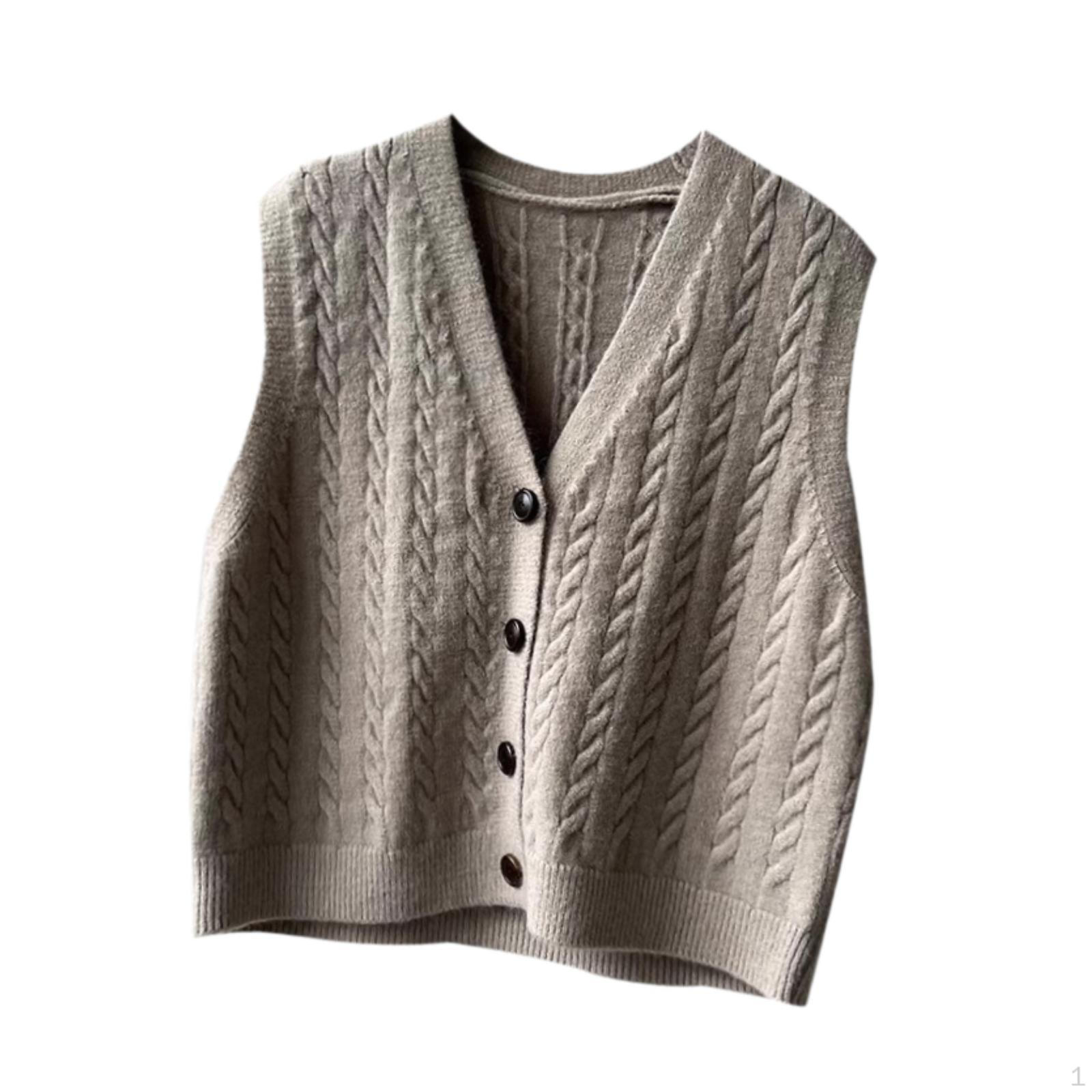 

Застегивающийся на пуговицы трикотажный жилет для свиданий в стиле ретро, повседневный, удобный, без рукавов Length 53cm серый