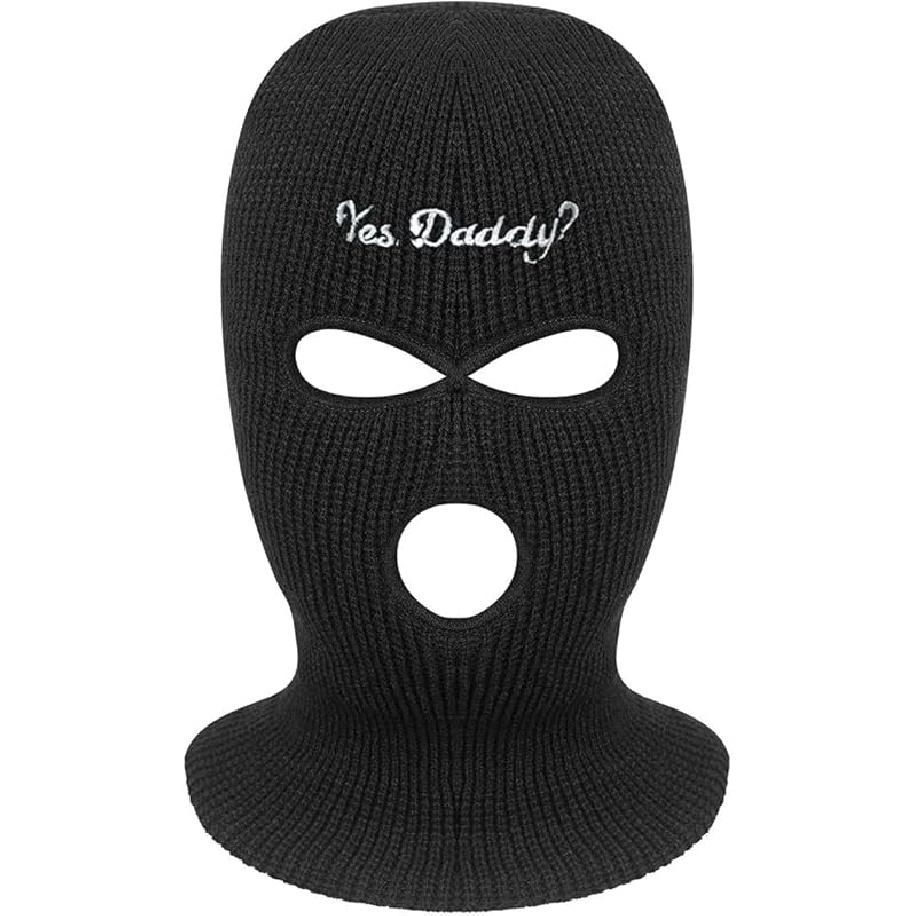 Ski Mask 3 Hole Ski Mask Yes Daddy Balaclava Winter Full Face Cover Knit Beanie for Men Women One Size