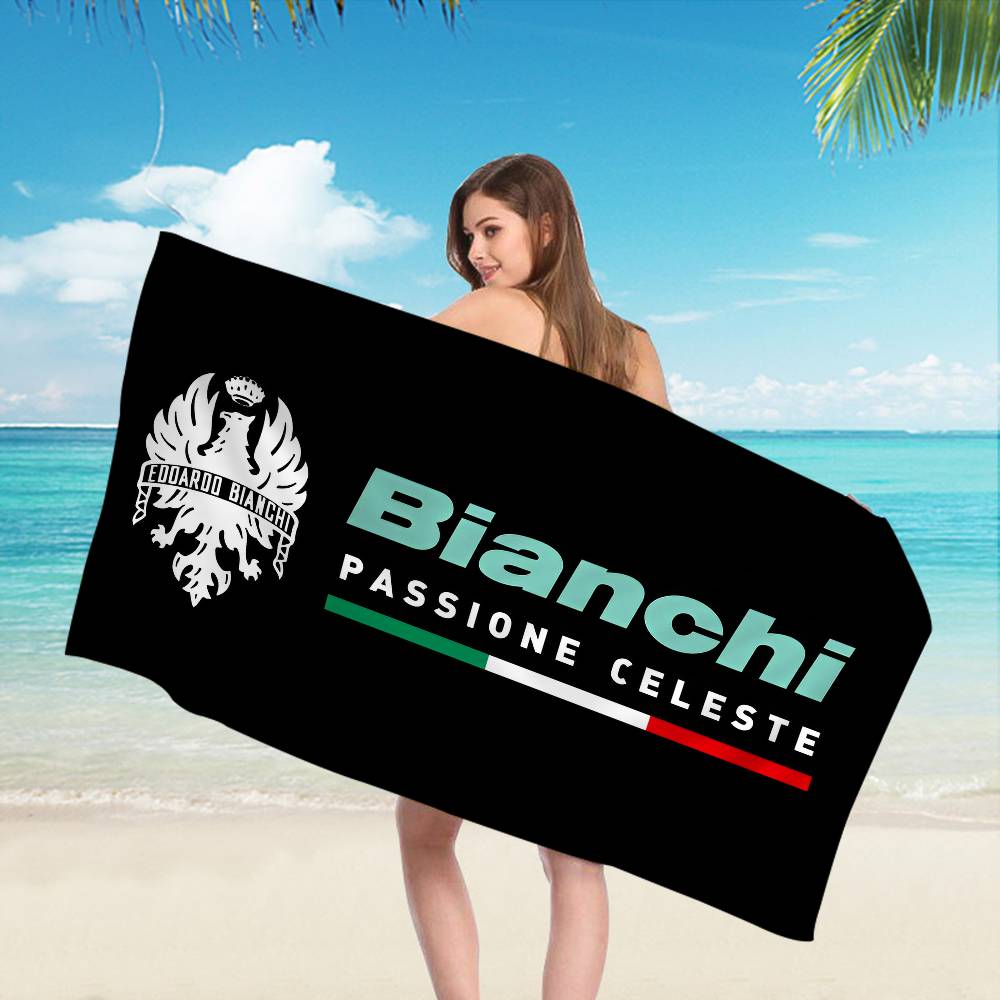 Marca B-Bianchi Logo Bicicletta Coperta in Microfibra Asciugatura Rapida Teli da Spiaggia Stampa Sovradimensionata Super Assorbente Coperta Asciugamano per Piscina