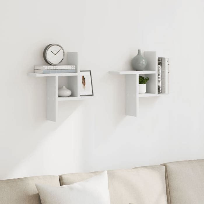 VidaXL Étagères murales 2 pcs blanc 38x12x38 cm bois d'ingénierie 853245