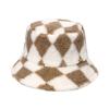 Spot 2025 autumn and winter Europe and America new warm geometric rhombus lattice bucket hat lamb wool pot hat foreign trade