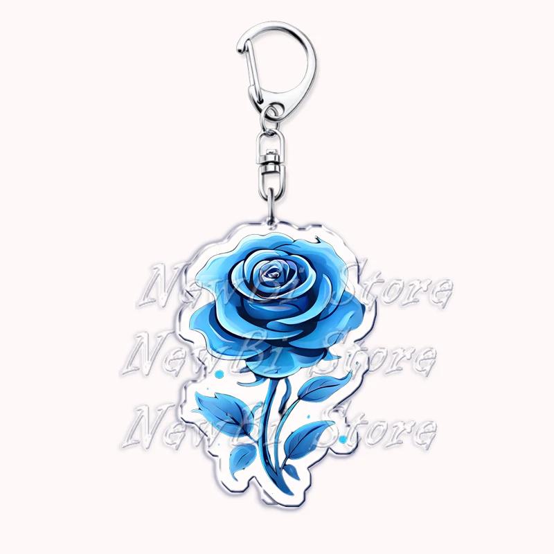 Romantic Pink Rose Flower Keychains Sunflower Red Love Keyring for Accessories Bag Key Chain Ring Jewelry Lovers Friends Gift