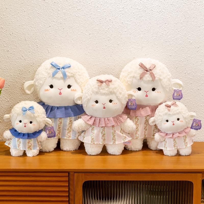 Niedliche Lamm-Puppe Plüschtier Mädchenpuppe schläft mit weicher Puppe Drücken Stoffpuppe Rock Geburtstagsgeschenk
