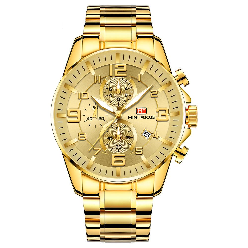 

Золотые часы с большим циферблатом мужские часы Ближневосточные светящиеся водонепроницаемые мужские часы со стальным ремешком