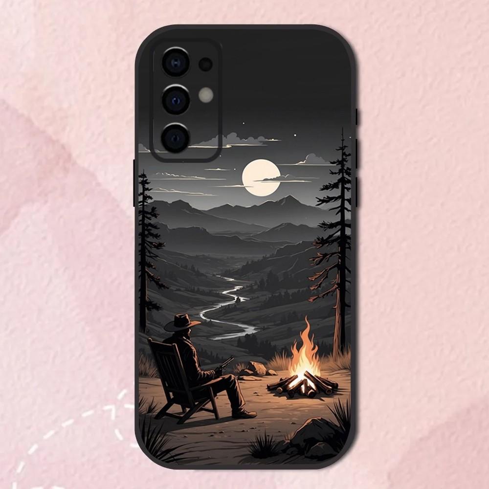 Mountain nature outdoor camping Phone Case For Samsung S24,S21,S22,S23,S30,Ultra,S20,Plus,Fe,Lite,Note,10,9,5G Black Soft Shell